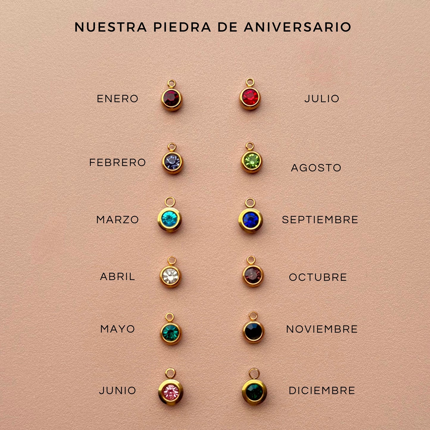 Collar de iniciales con Piedra de aniversario